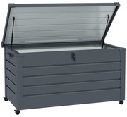 Outsunny Baú de Exterior 311 L Baú de Armazenamento de Aço Galvanizado com 1 Fechadura para Jardim 120x62x66 cm Cinza Escuro | Aosom Portugal