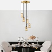 Chandelier Kemtel – Dourado Brilhante – 34 x 34 x 121 cm