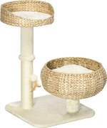 PawHut Árvore de Gato Arranhador 2 Níveis Altura 72 cm Poste Sisal com Toca e Plataforma 1 Bola Suspensa | Aosom Portugal