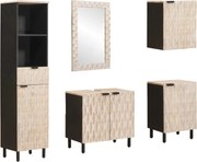 vidaXL Conjuntos de Banheiro com porta 5 pcs Acabamento em Wash Branco