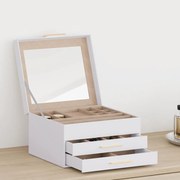 vidaXL Caixa de jóias de 3 camadas branca 23x20,5x14 cm