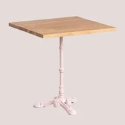 Mesa De Bar Quadrada Em Madeira De Acácia Viena ↔︎ 70 Cm & Rosa Algodão Doce - Sklum