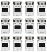 Frascos de vidro com autocolante 12 pcs 300 ml