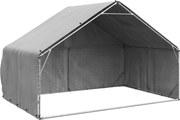 vidaXL Canil para cães ao ar livre com cobertura 3x2x1,9 m Aço galvanizado