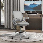 Cadeira de escritório, assento ajustável e rotação de 360°, tecido respirável 64 x 60 x 106-126 A cm, cinzento e branco