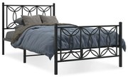 Estrutura de cama com cabeceira e pés 100x200 cm metal preto