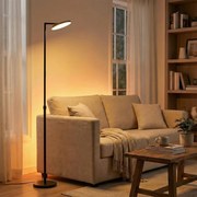 Candeeiro de pé LED com altura ajustável 25 x 25 x (148-176) cm, candeeiro de pé com cabeça giratória, temporizador preto