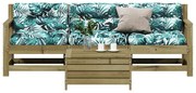 vidaXL 4 pcs conjunto lounge de jardim c/ almofadões pinho impregnado