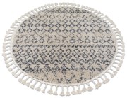 Tapete BERBER AGADIR G0522 redondo creme/cinzento Franjas berbere marroquino shaggy