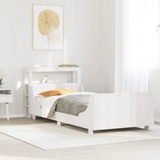 vidaXL Cama sem colchão 75x190 cm madeira de pinho maciça branco
