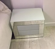 Mesa Cabeceira Madrid EM - Lacado branco, Espelho