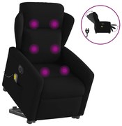 vidaXL Poltrona elétrica elevatória massagens tecido preto