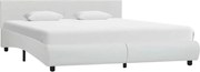 vidaXL Estrutura de cama com LED 160x200 cm couro artificial branco