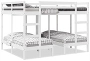 vidaXL Beliche triplo 160x200/80x160 cm madeira de pinho maciça branco