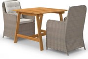 vidaXL 3 pcs conjunto de jantar para jardim castanho