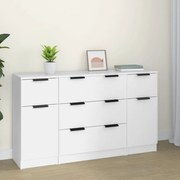 vidaXL 3 pcs conjunto de aparadores madeira processada branco