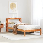 vidaXL Estrutura cama c/ cabeceira 90x190 cm pinho maciço castanho-mel