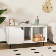 Caixa de areia para 2 gatos 100 cm com tábua de raspar amovível 100 x 52 x 55 cm Branca