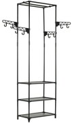 vidaXL Suporte para roupas aço e tecido não tecido 55x28,5x175cm preto