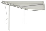 Toldo retrátil manual com postes 4x3 m cor creme