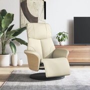 vidaXL Cadeira reclinável com apoio de pés couro artificial cor creme