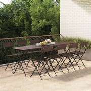 vidaXL Cadeiras de bistrô dobráveis 8 pcs vime PE e aço castanho