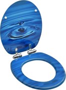 vidaXL Assento sanita c/ tampa fecho suave MDF design gotas água azul