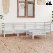 5 pcs conjunto lounge de jardim pinho maciço branco