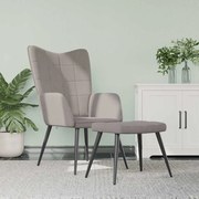 vidaXL Cadeira de descanso com banco tecido cinzento-acastanhado