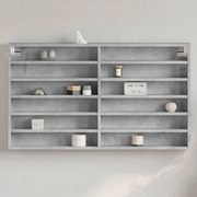 vidaXL Armário vitrine 100x8,5x58cm derivados de madeira cinza cimento