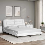 vidaXL Estrutura de cama sem colchão Hvar 160x200 cm couro artificial branco