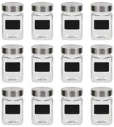 vidaXL Frascos de vidro com autocolante 12 pcs 300 ml