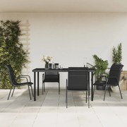 vidaXL 5 pcs conjunto de jantar para jardim aço e textilene preto