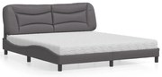 vidaXL Cama com colchão Hvar 180x200 cm couro artificial cinza