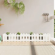 vidaXL Canteiro elevado c/design cerca 200x30x30cm pinho maciço branco