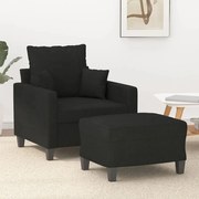 vidaXL Poltrona com apoio de pés 60 cm tecido preto