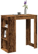 vidaXL Mesa de bar com prateleiras derivados de madeira madeira velha