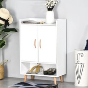 Móvel Sapateiro de 2 Portas Moderno Móvel Auxiliar para 12 Pares de Sapatos com 4 Prateleiras para Entrada Sala de Estar Dormitório 60x30x92cm Branco