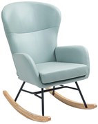 HOMCOM Poltrona Baloiço Estofada em Veludo com Assento Acolchoado Apoio para os Braços e Pés de Madeira de Faia 65x87x102 cm Verde Claro | Aosom Portugal