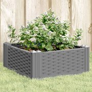 vidaXL Vaso/floreira jardim c/ estacas 42,5x42,5x28,5cm PP cinza-claro
