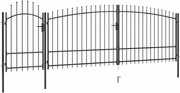 vidaXL Portão p/ cerca de jardim com topo em lanças 5x2,25 m aço preto
