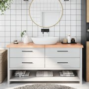 vidaXL Bancada p/ WC 160x50x(2-6) cm madeira maciça tratada castanho