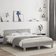 vidaXL Estrutura de cama c/ cabeceira derivados madeira cinza sonoma