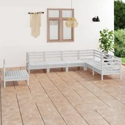 vidaXL 7 pcs conjunto lounge de jardim pinho maciço branco