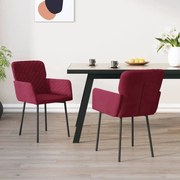 vidaXL Cadeiras de jantar 2 pcs veludo vermelho tinto