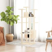 vidaXL Árvore para gatos c/ postes arranhadores sisal 162 cm cor creme