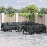 vidaXL Conjunto de Sofá de Jardim 12 pcs Preto 71.5 x 71.5 x 71 cm