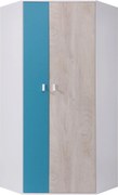 Roupeiro de canto Camteso 100, Carvalho, Turquesa, Branco, 190x90x90cm, 71 kg, Portas para roupeiro: Com dobradiças, Número de prateleiras: 5, Número de prateleiras: 5