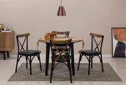 Conjunto de Mesa de Jantar Extensível Oliver – Preto e Nogueira – Mesa