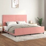 vidaXL Estrutura de cama c/ cabeceira 200x200 cm veludo rosa